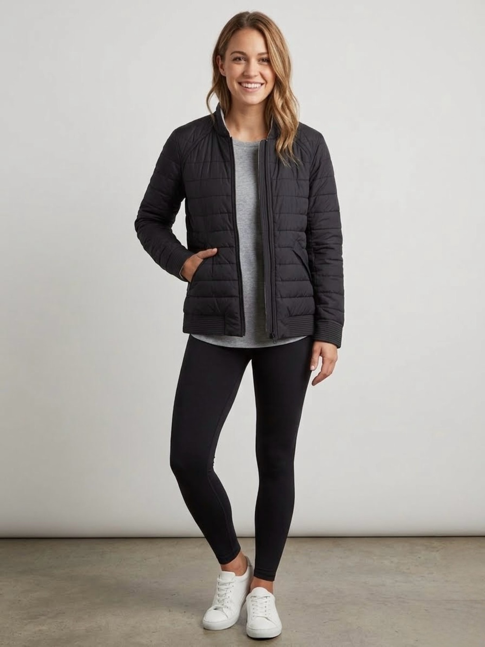 Lululemon Athletica The Bomb Bomber Reversible Jacket, Black-Grey, Size 12